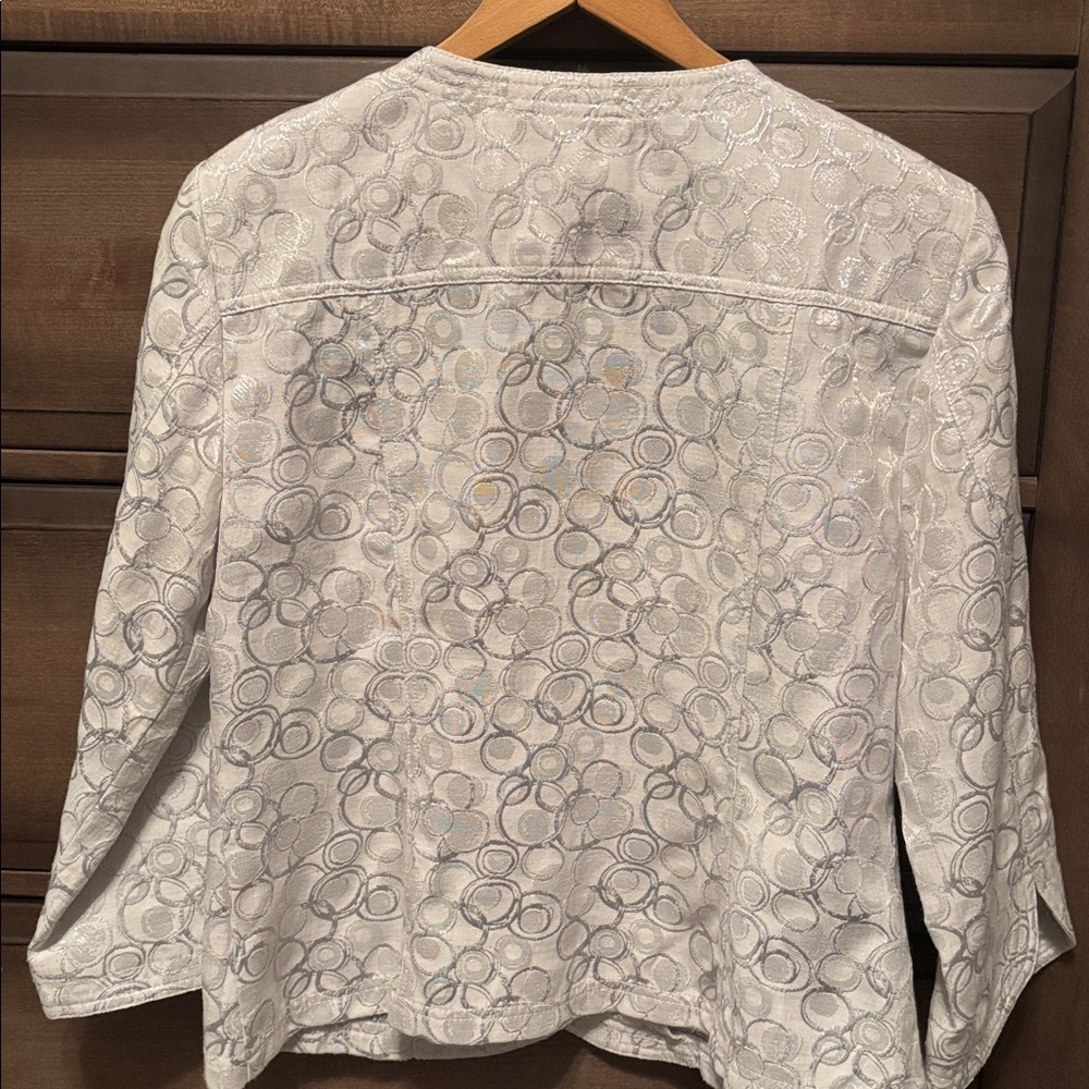 Ruby Rd. White And Gray Patterned Jean Jacket - image 6